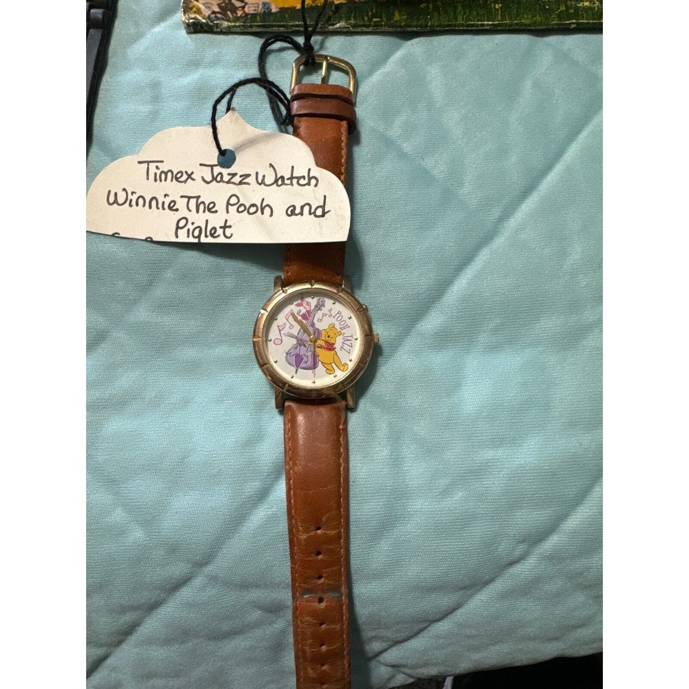 BT  1997 Timex & Pooh Piglet Jazz Musical Wrist Watch Disney Needs New Batteries
